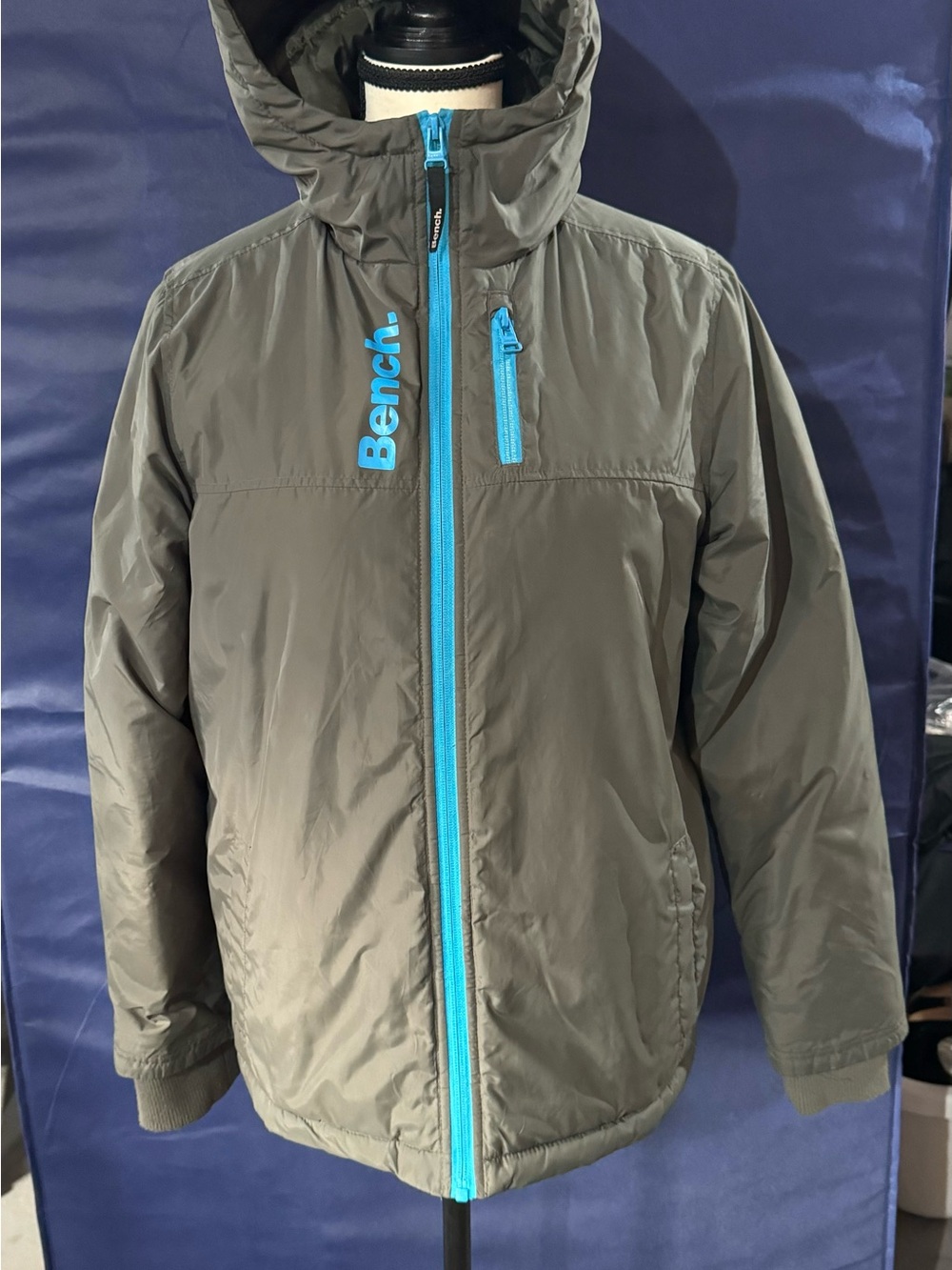 Bench Kids Grey Hooded Puffer Jacket.